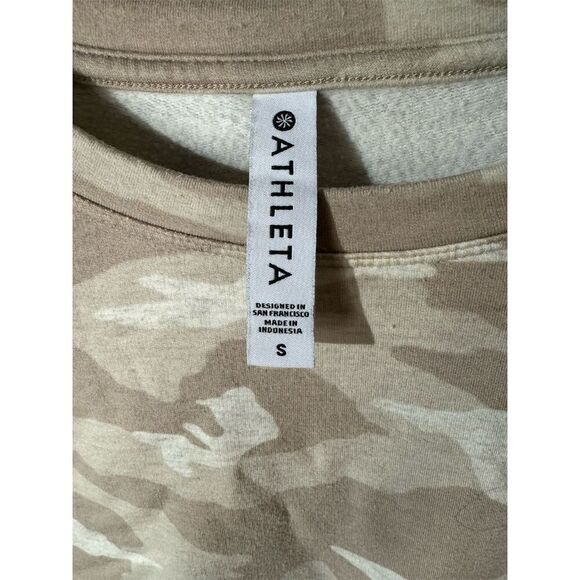 Athleta Oversized Pullover Sweatshirt S Luxe Oatmeal Camo Crewneck Athleisure - Picture 8 of 10